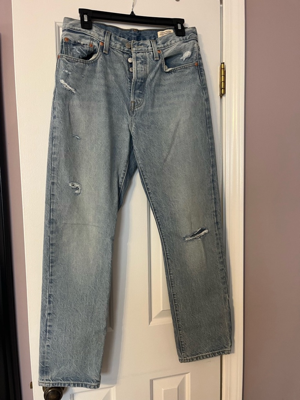 Levi's Light Wash Straight Relaxed Leg Distressed Jeans